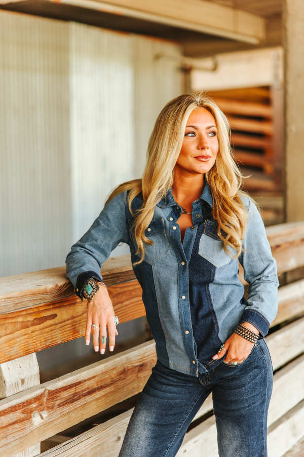 Denim Multi Contrast Shirt