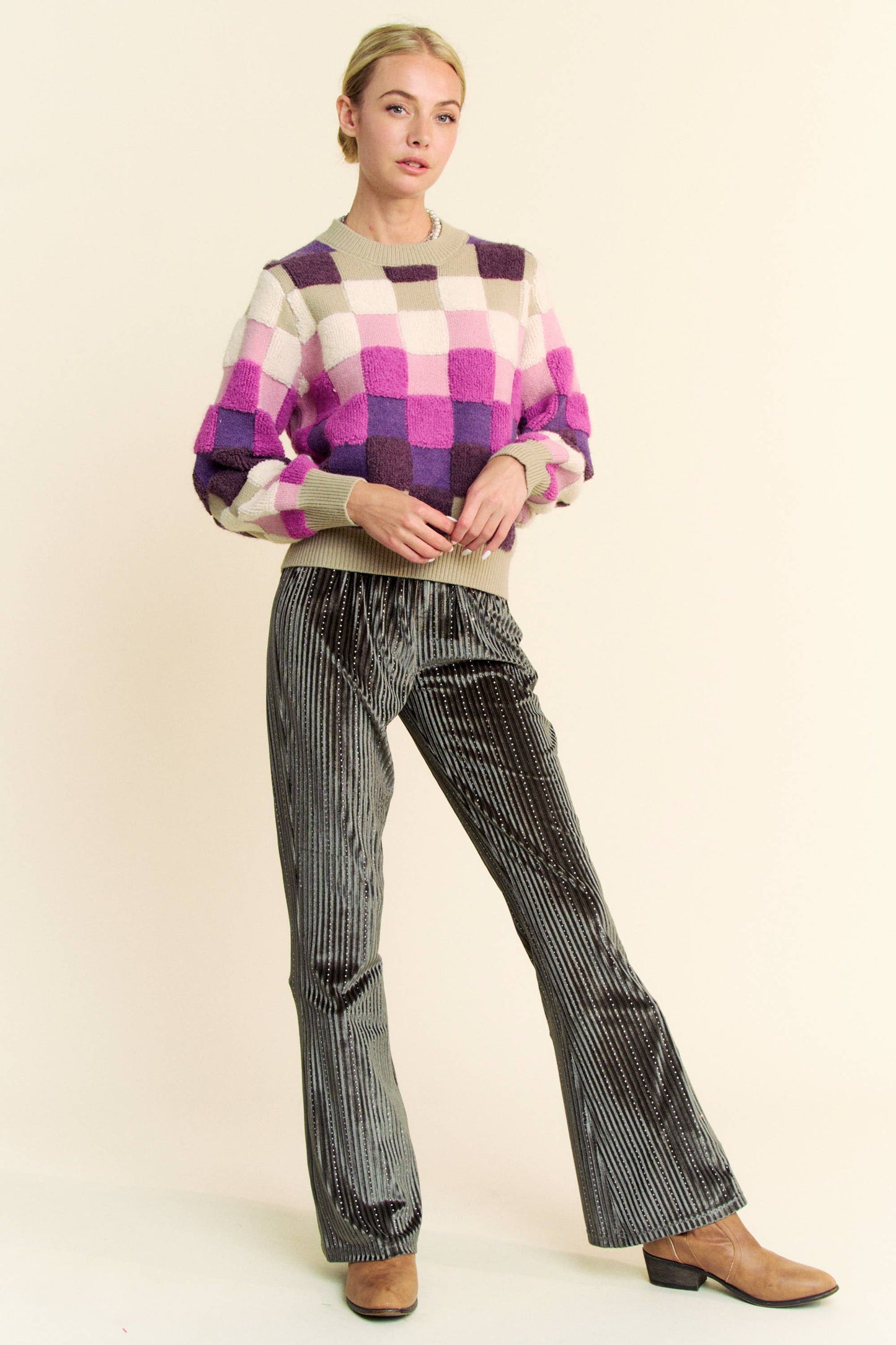 Purple Checkered Sweater