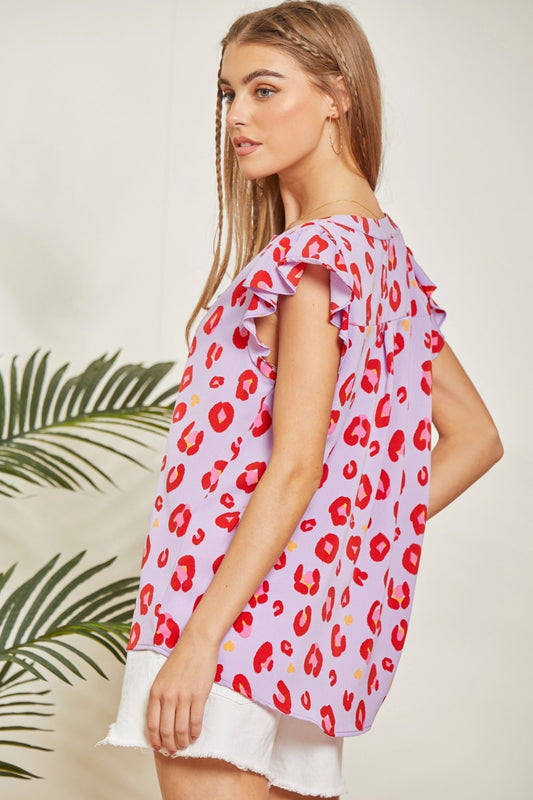 Unit by Andree Leopard Flutter Sleeve