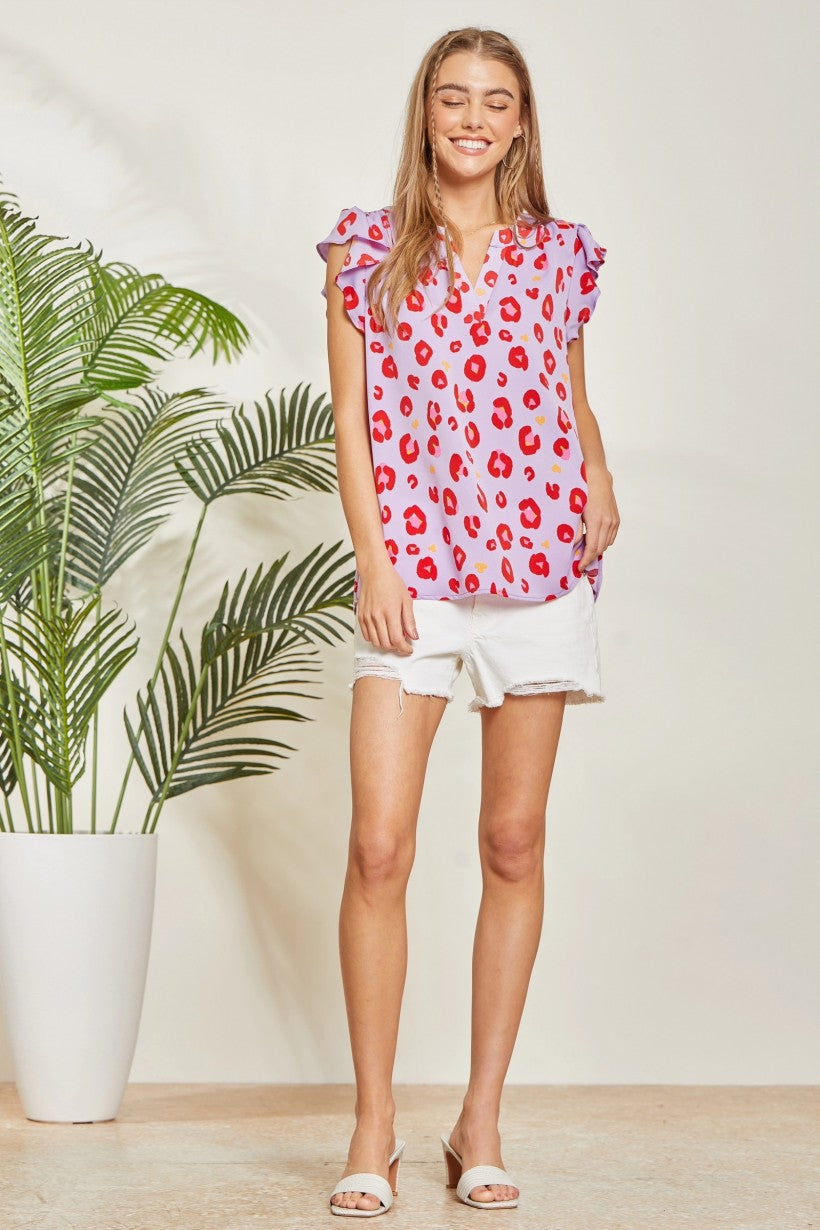 Unit by Andree Leopard Flutter Sleeve