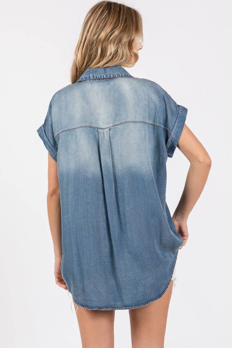 Washed Roll Up Short Sleeve Shirt