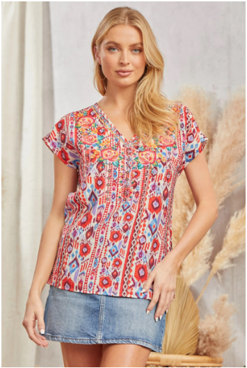 Unit by Andre Floral Embroidered Top