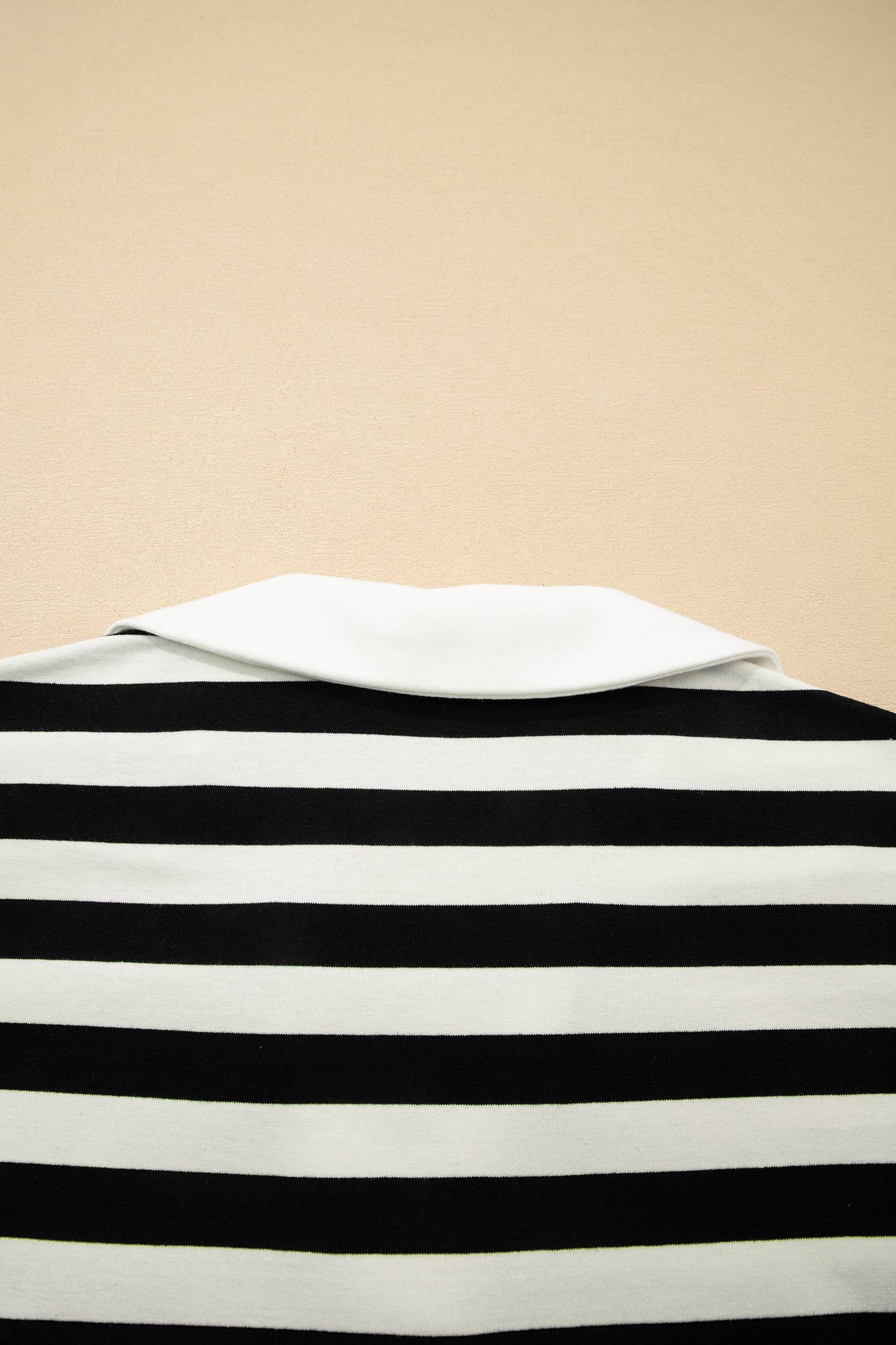 Stripe Collar V Neck Ruffled Short Sleeve Blouse