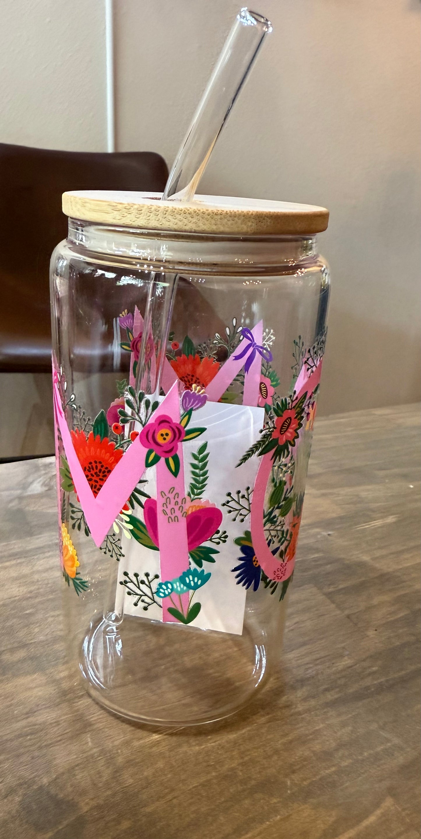 Glass Tumbler w/Bamboo Lid & Straw