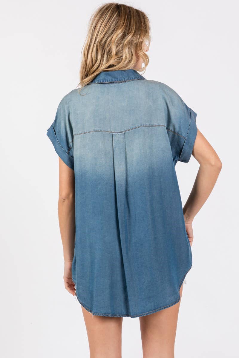 Washed Roll Up Short Sleeve Shirt