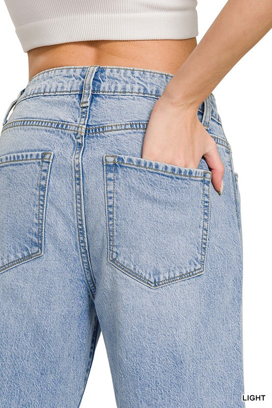 High Rise Cuffed Wide Leg Jean