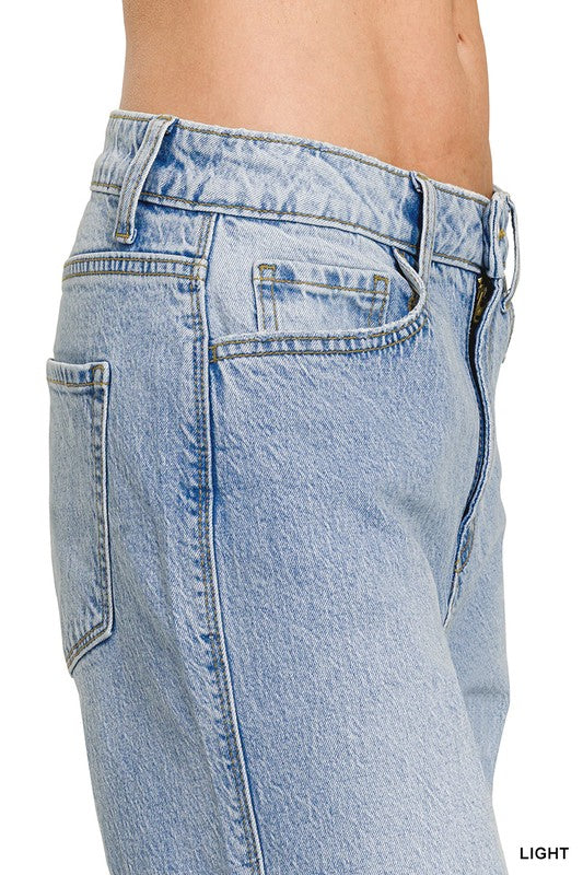 High Rise Cuffed Wide Leg Jean