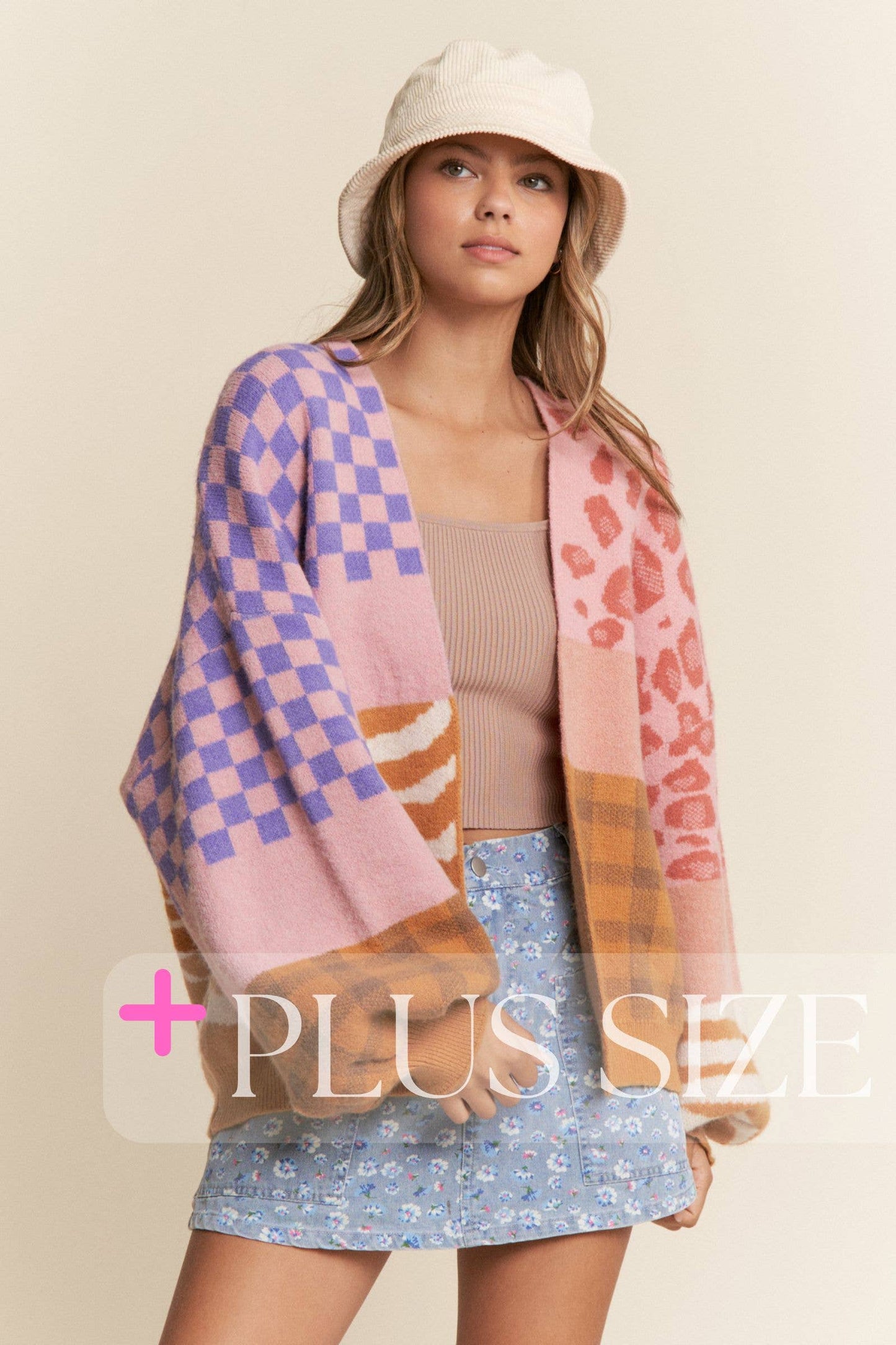 Multi Print Color Block Cardigan