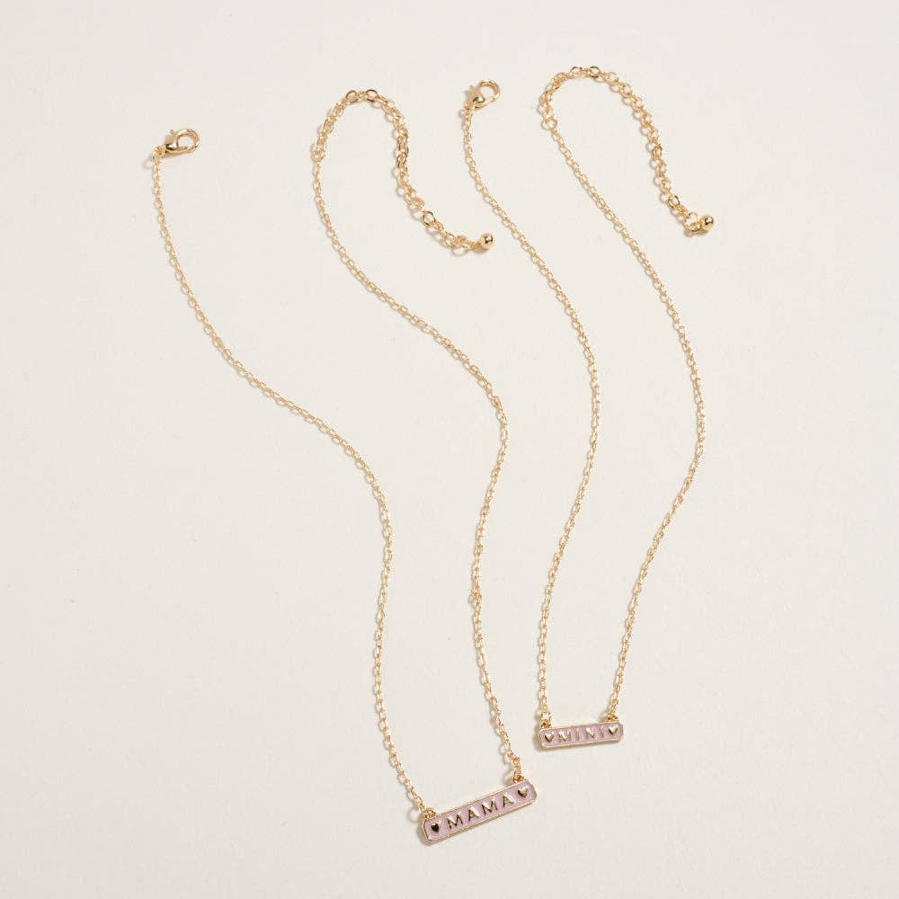 Mama & Mini Enamel Bar 2PC Set Chain Necklace
