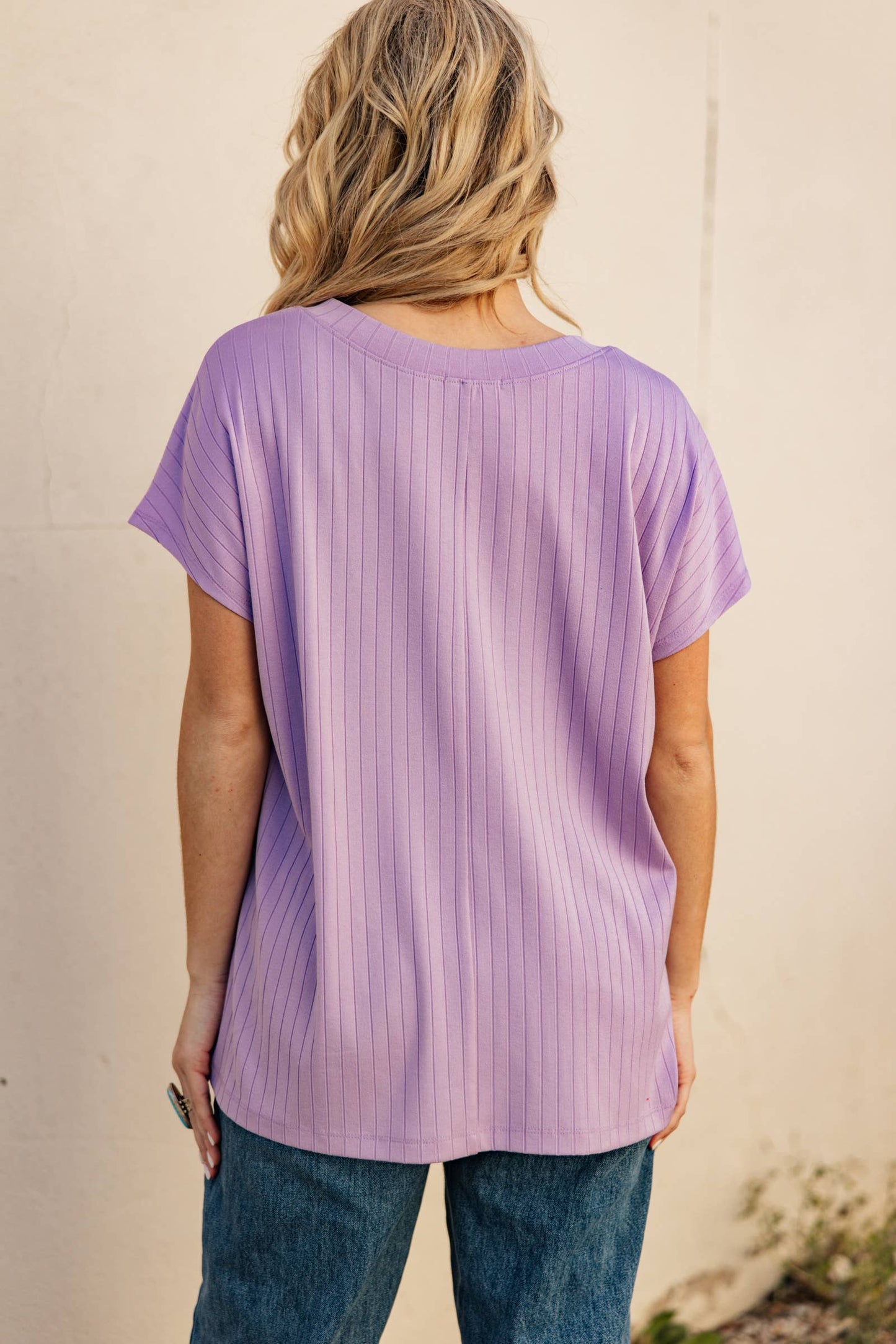 Andree by  Unit Casual Thick Ribbed V Neck Top