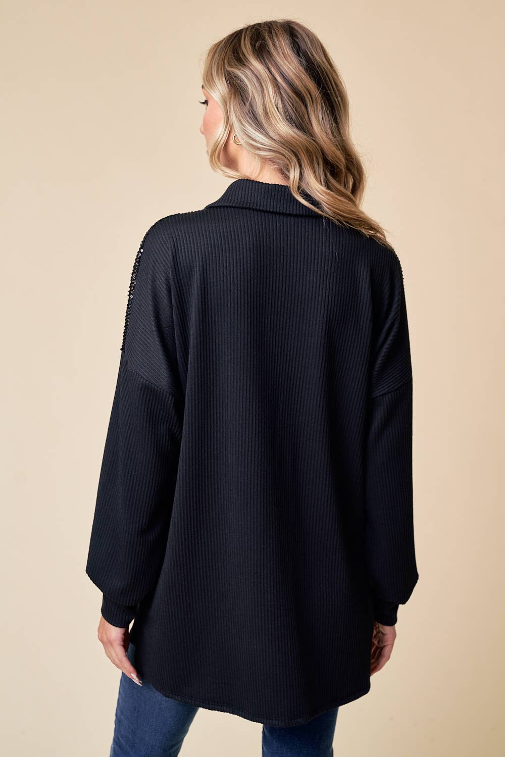 Sparkles All The Way Ribbed Shacket