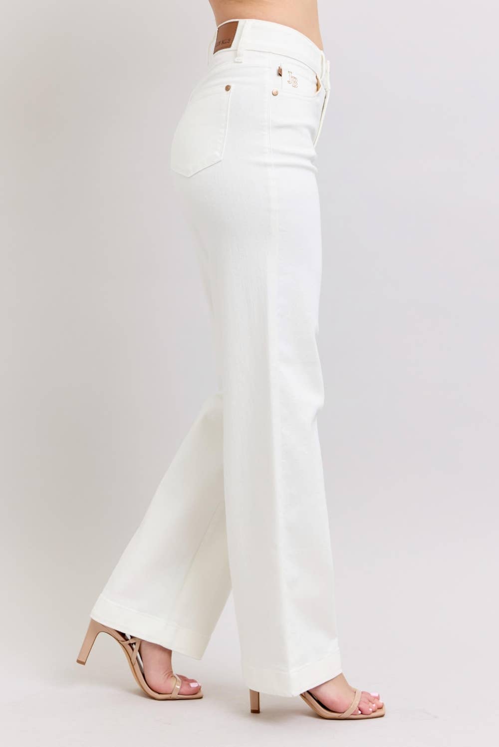 The Double Button White Trouser by Judy Blue