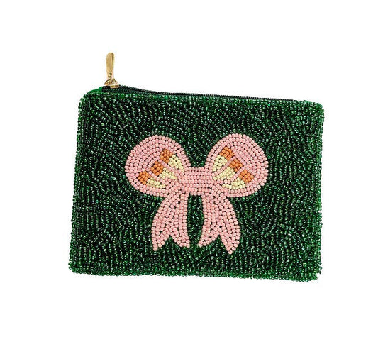 Bowtie Themed Beaded Coin Purse