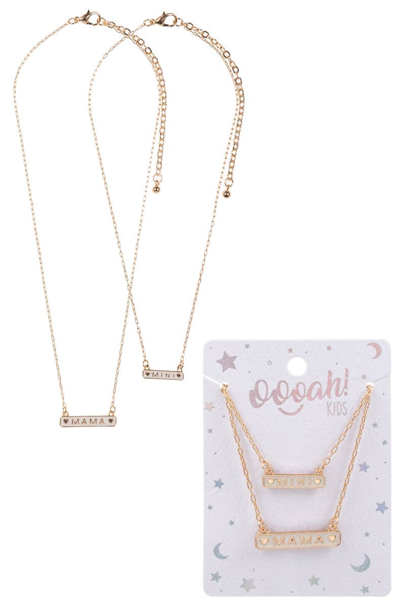 Mama & Mini Enamel Bar 2PC Set Chain Necklace