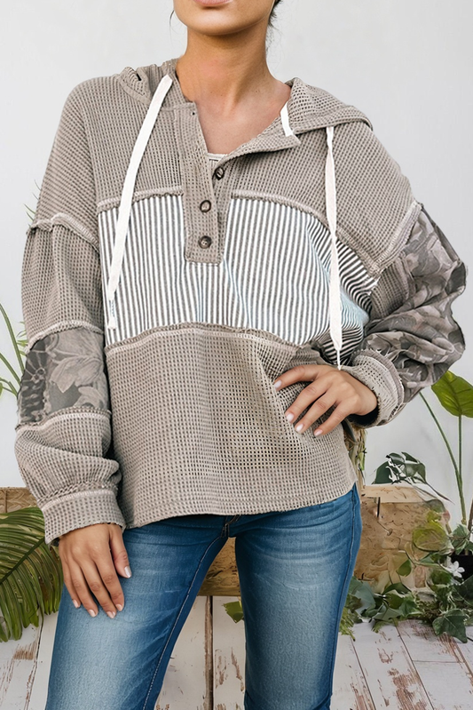 Waffle Patchwork Hoodie