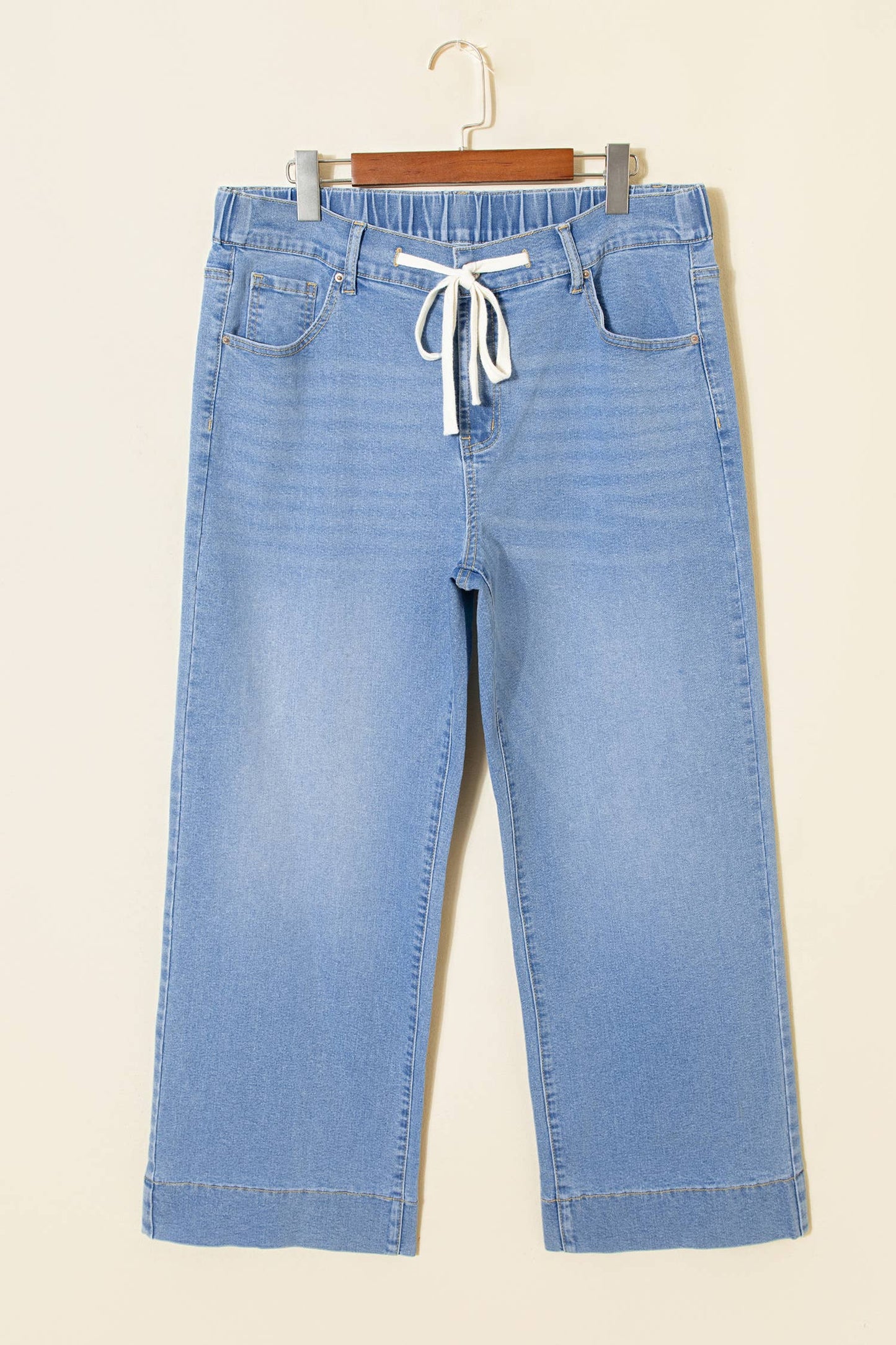Acid Wash Contrast Pull On Jeans