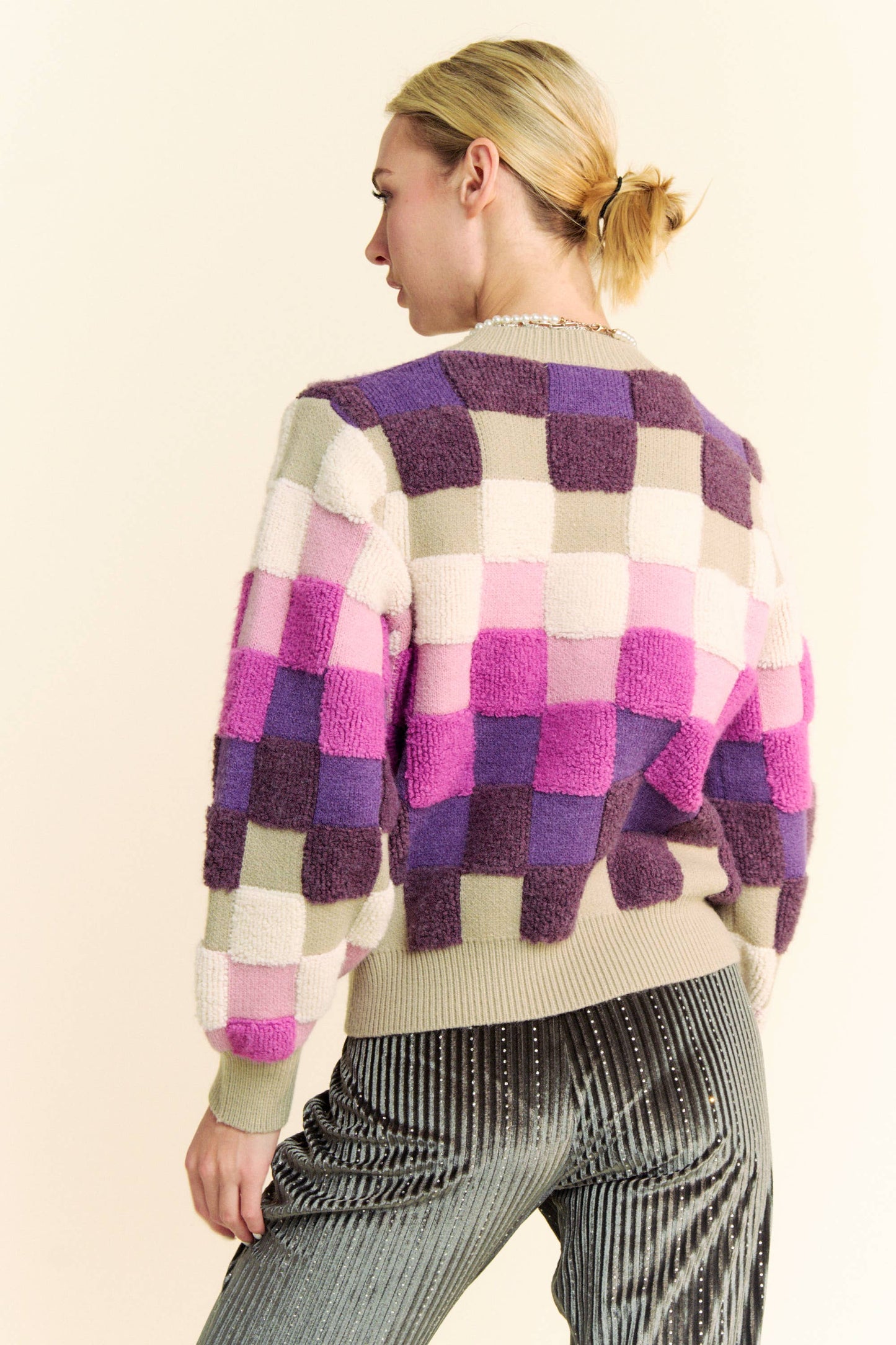 Purple Checkered Sweater