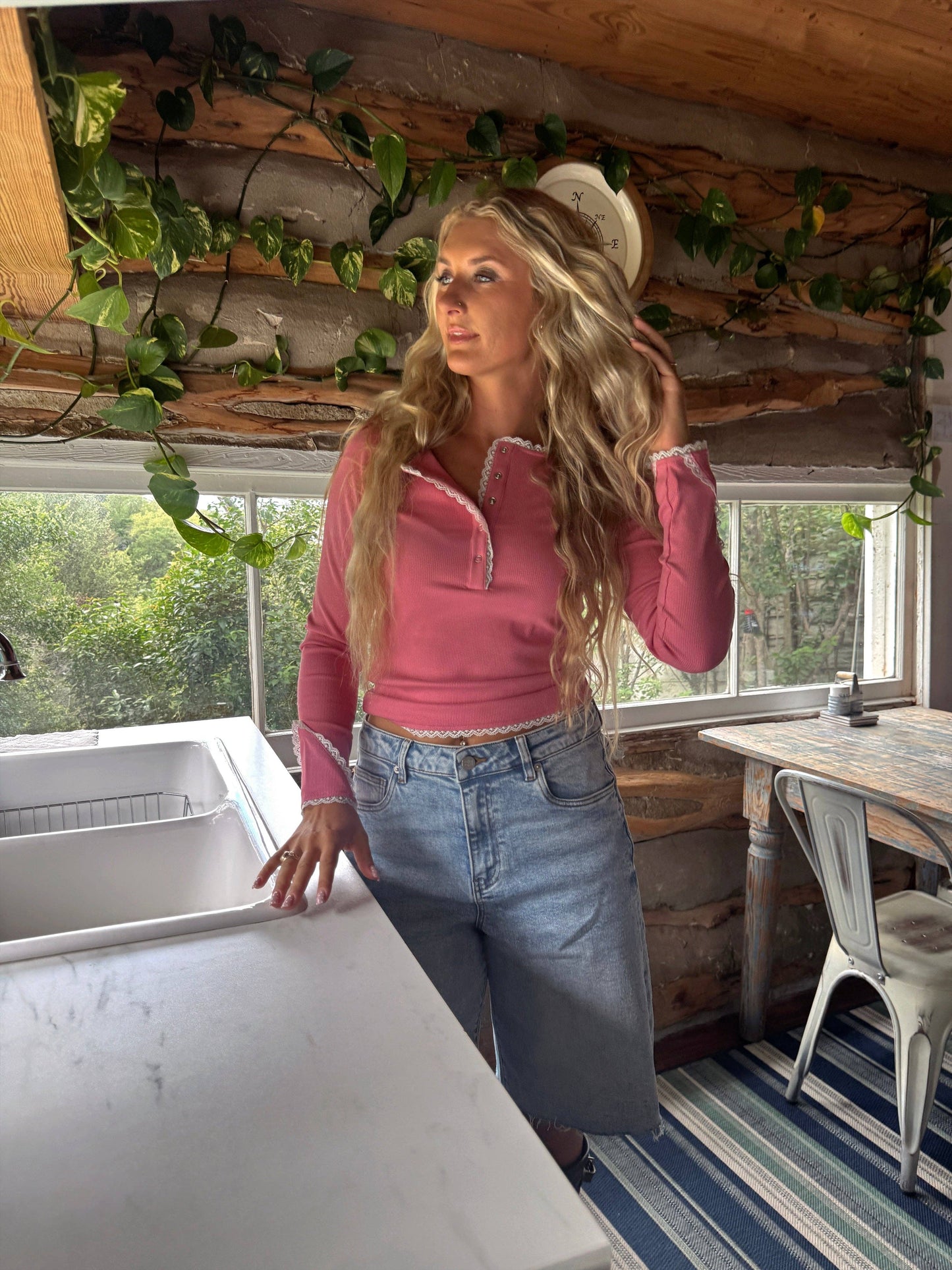 The Rosie Lace Henley Top