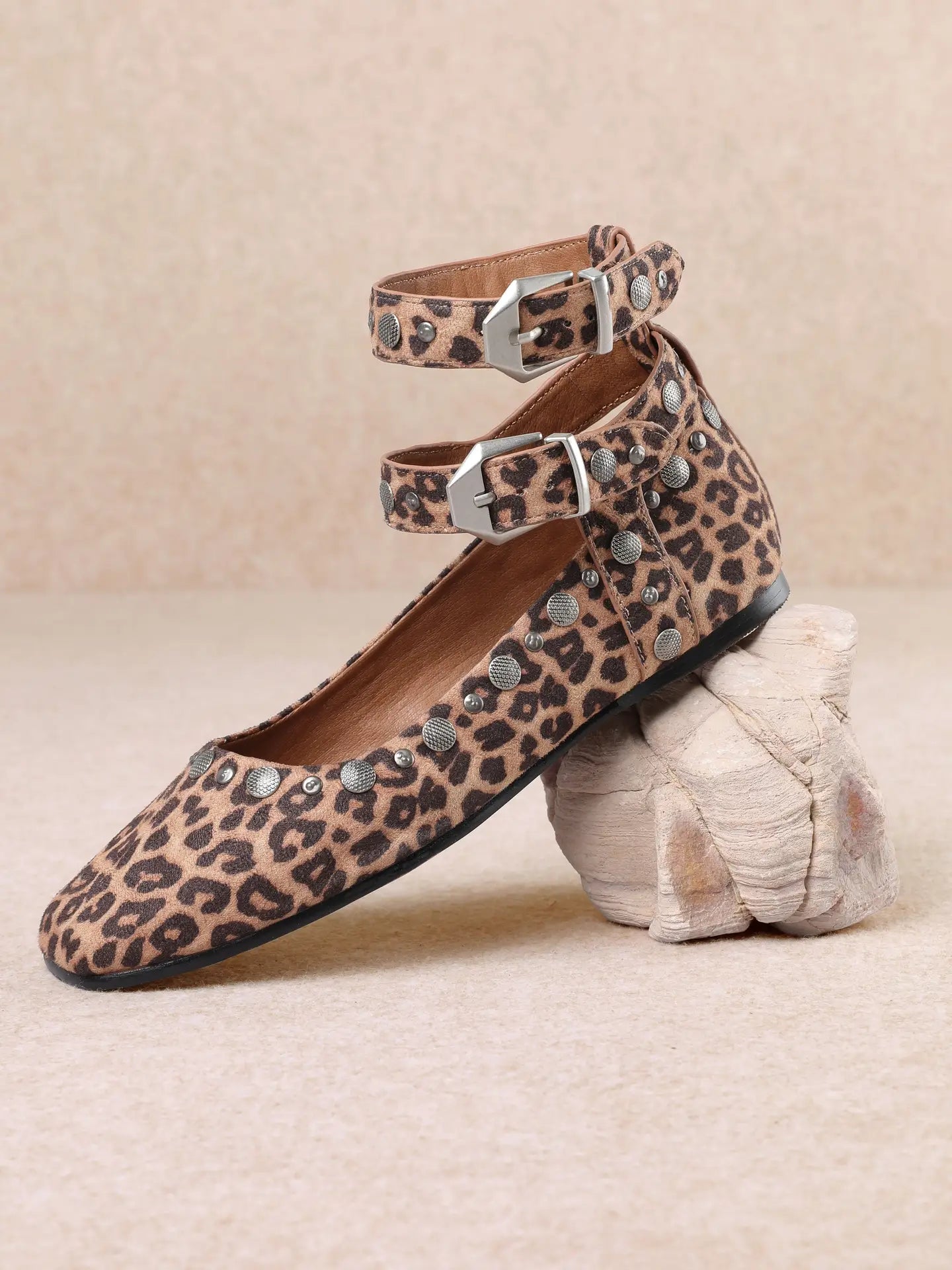 Velora - Studded Ankle Strap Flats