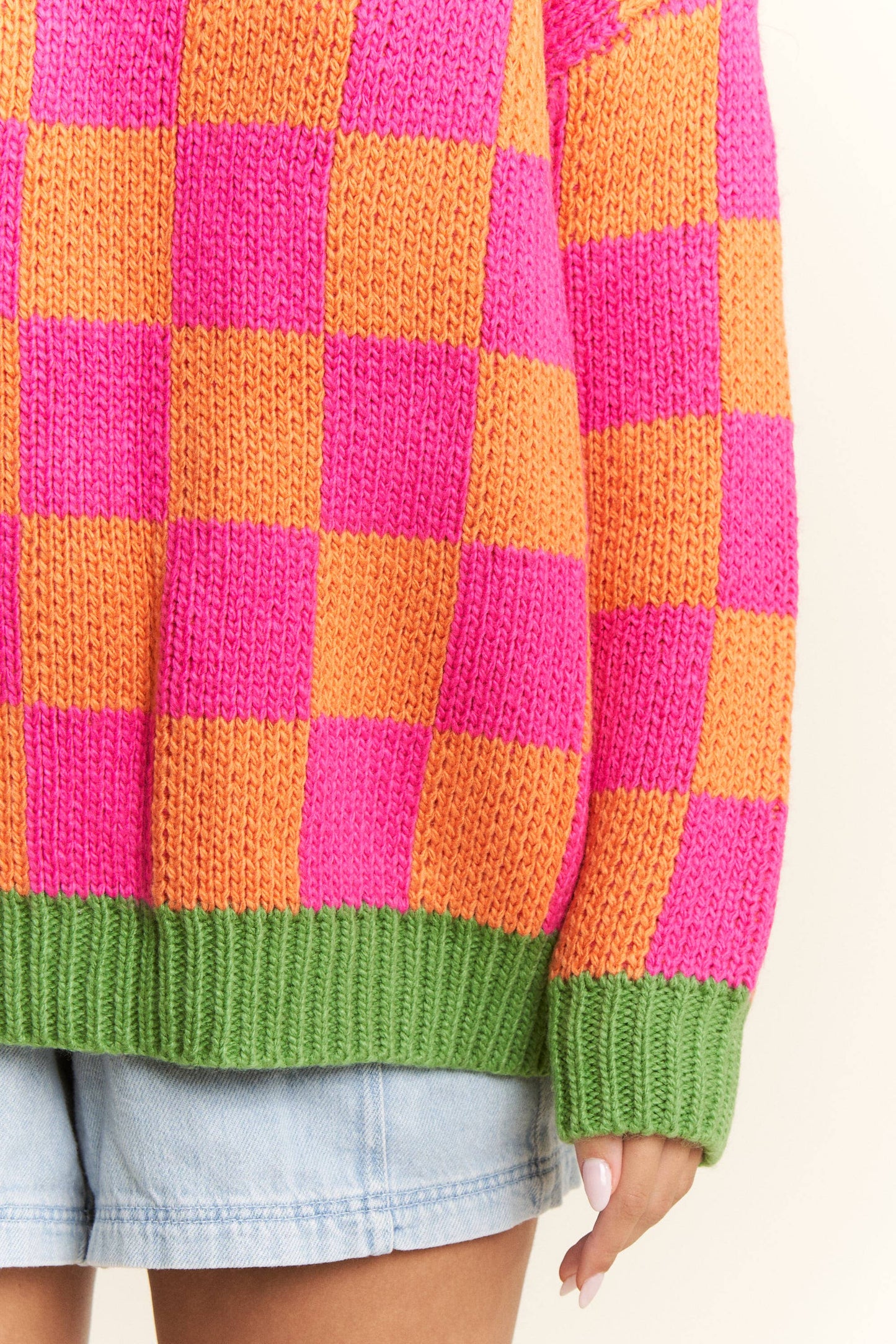 Checkered Knit Sweater