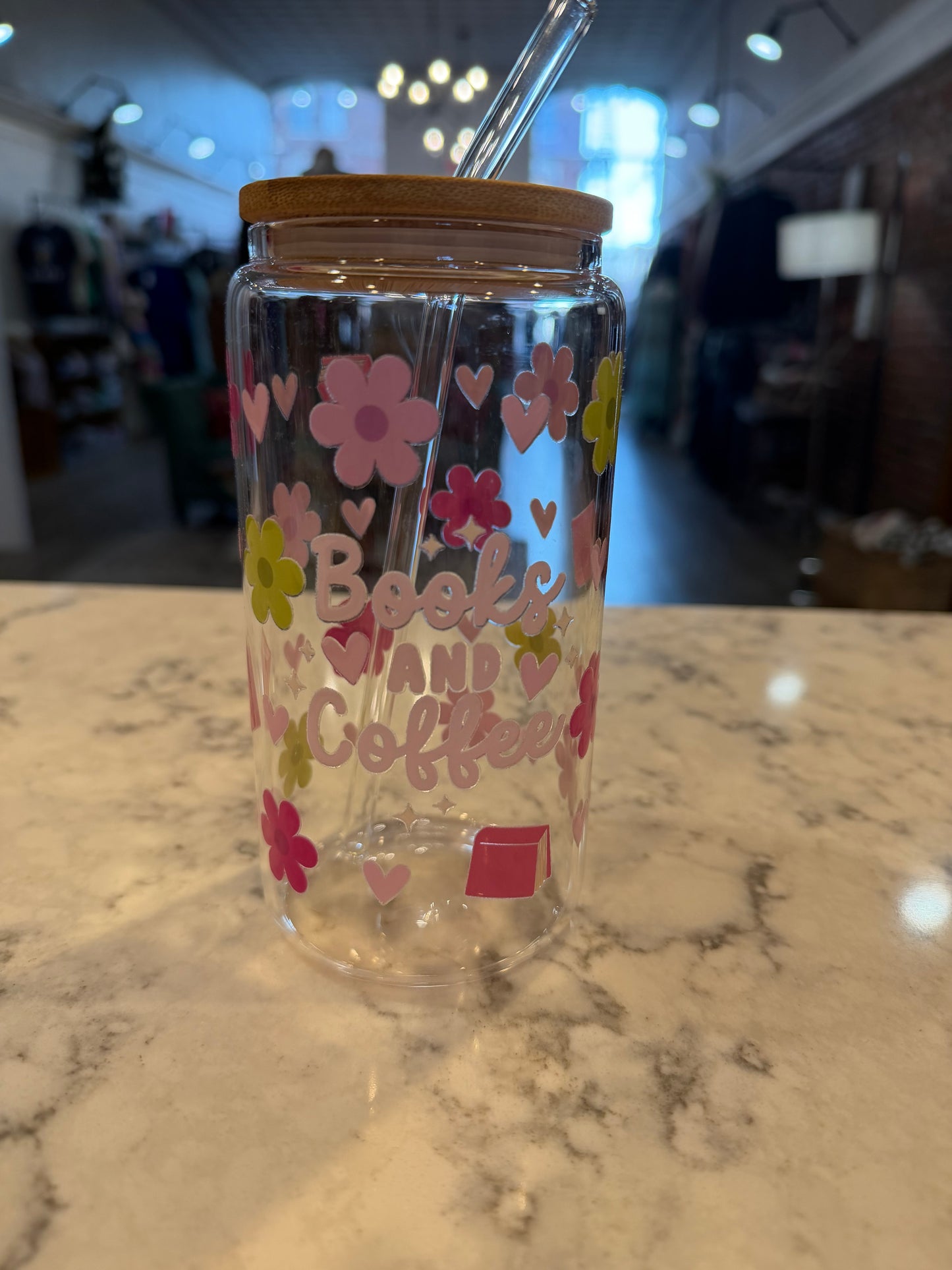Glass Tumbler w/Bamboo Lid & Straw
