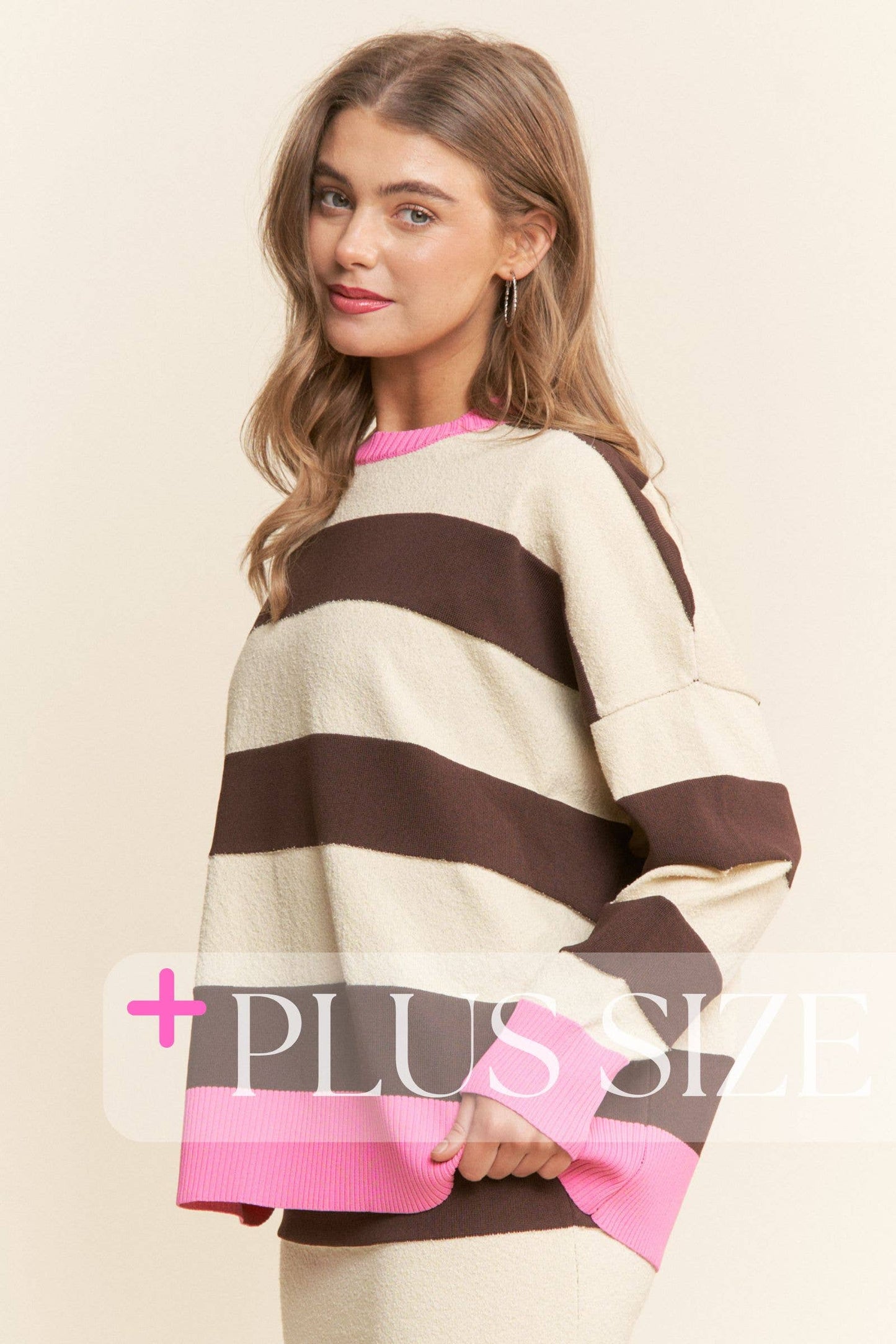 Striped Soft Knit Long Sleeve Sweater