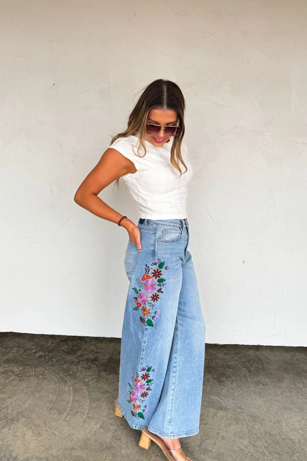 Evie Floral Embroidered Jean by Blakely