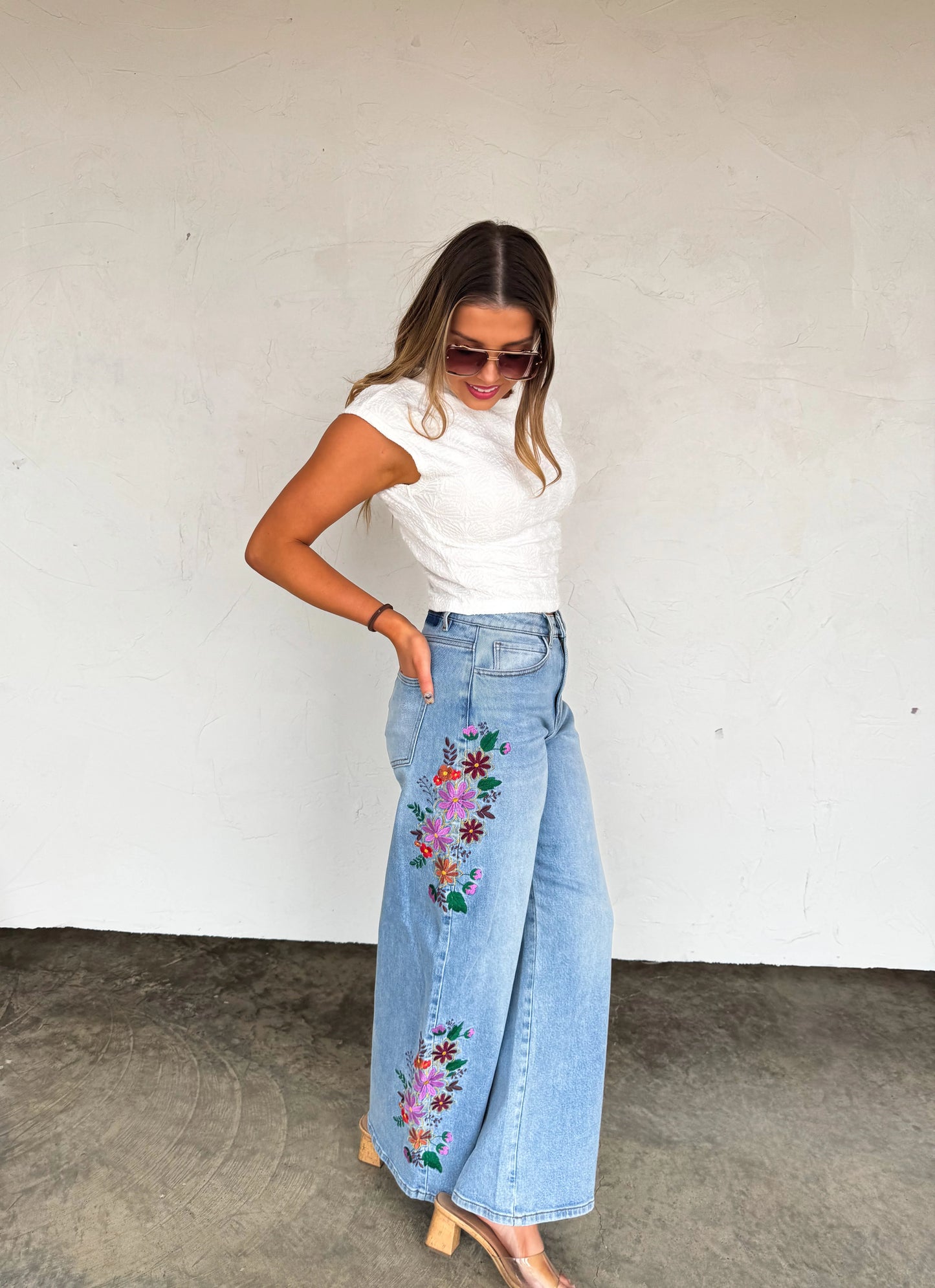 Evie Floral Embroidered Jean by Blakely