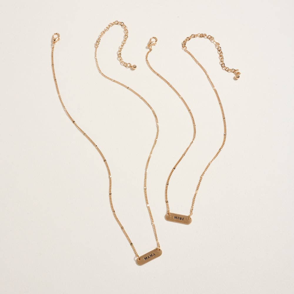 Mama & Mini Metal Bar Pendant Chain Necklace