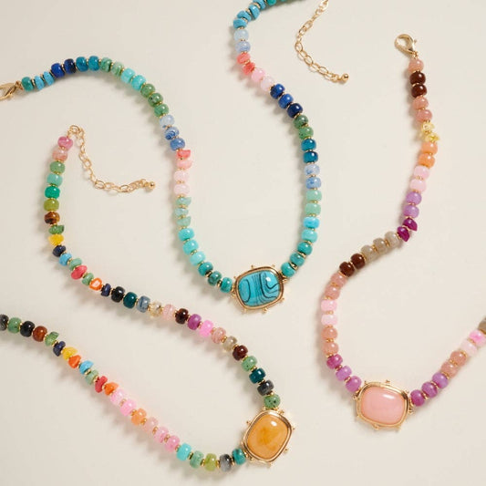 Mixed Marbled Ombre Beaded Necklace