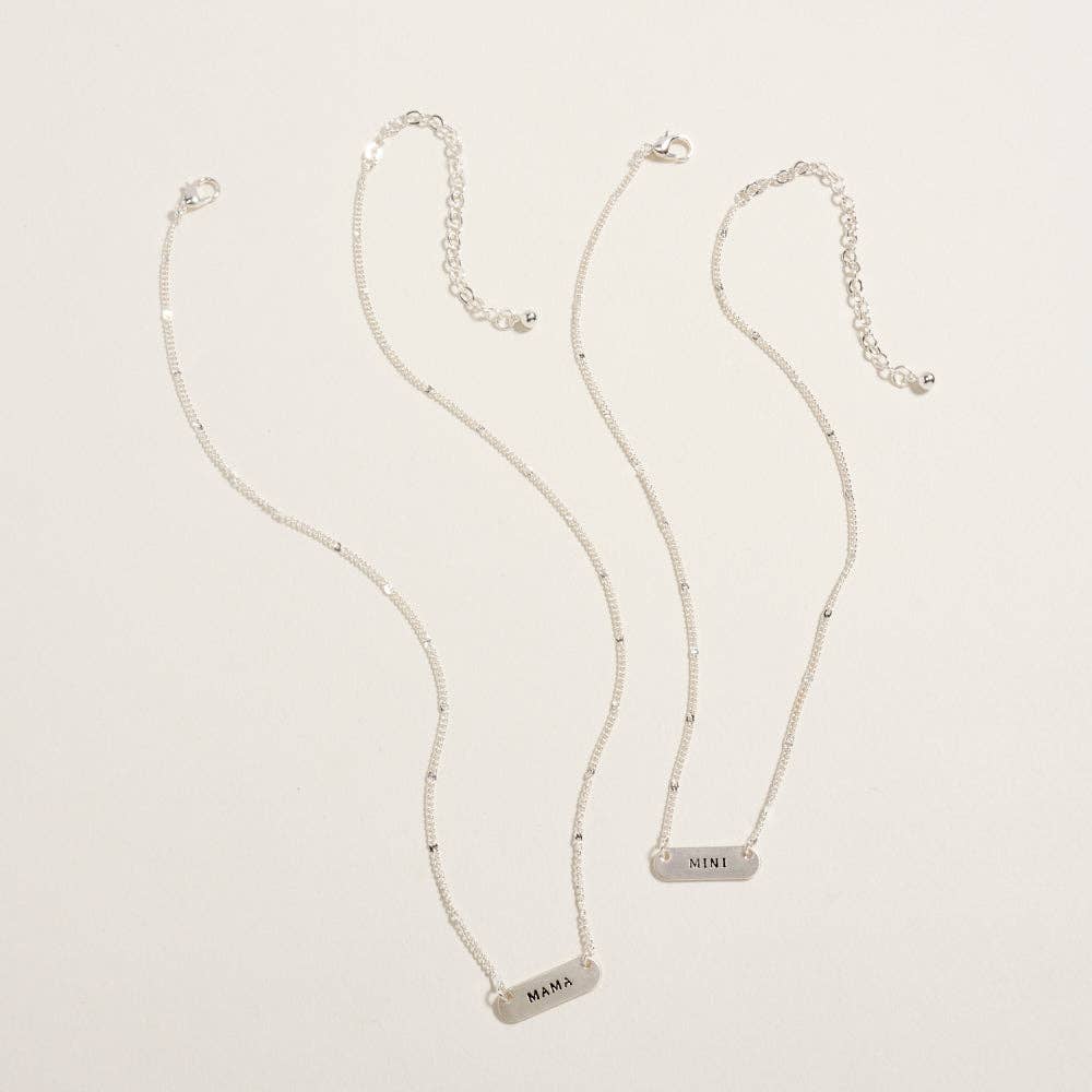 Mama & Mini Metal Bar Pendant Chain Necklace