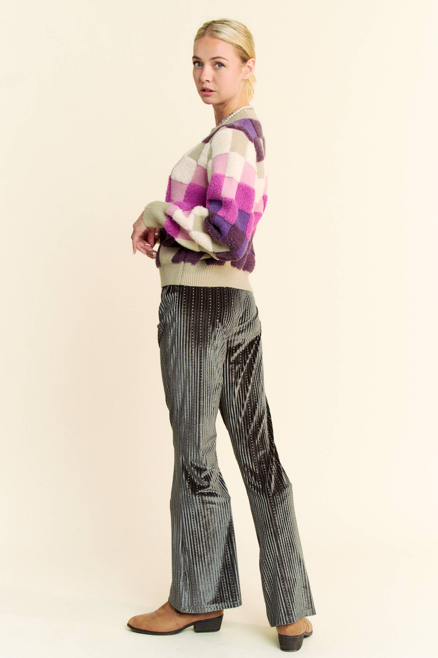 Purple Checkered Sweater