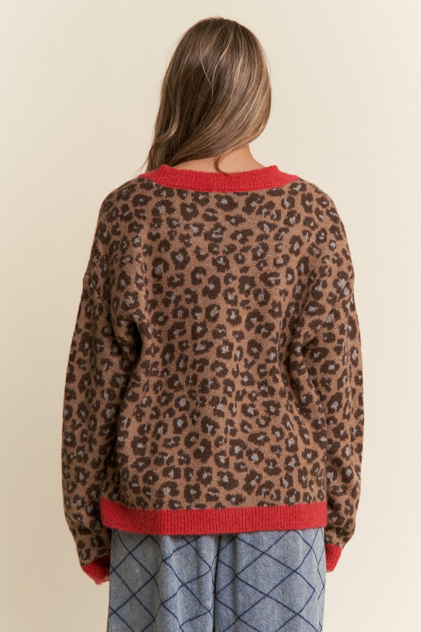 Cheetah Print Red Bow Cardigan