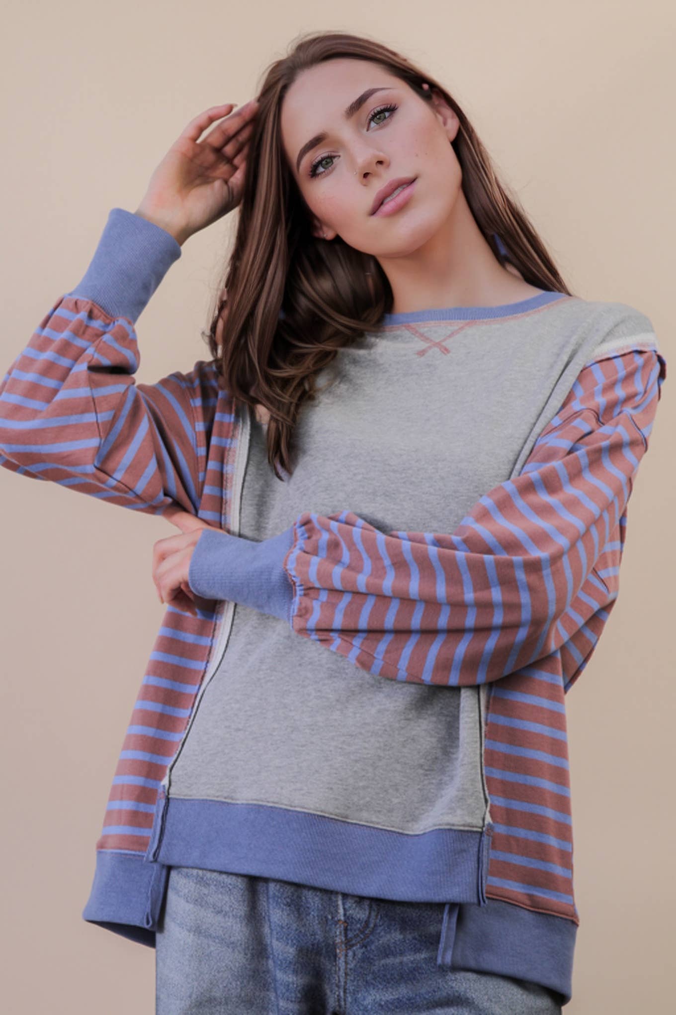 Oversized Striped Knit Top