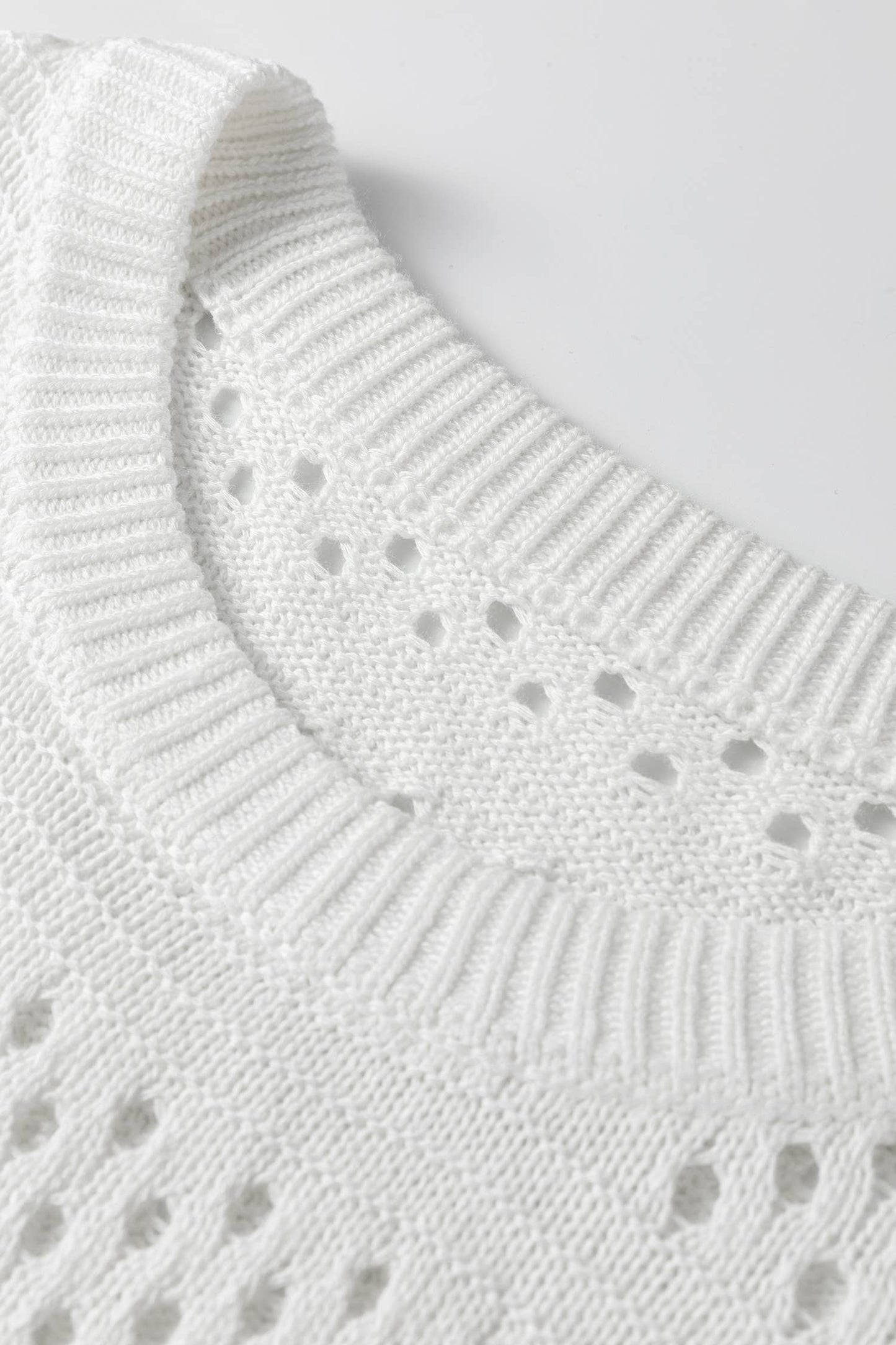 Hollow Out Knit Round Neck Dolman Sweater