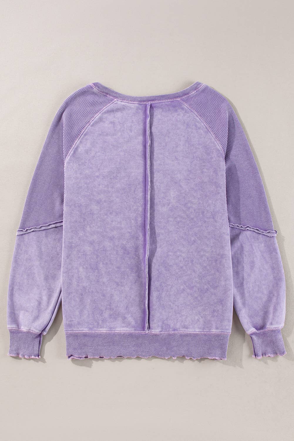 Patchwork Frilled Trim Pullover Sweatshirt