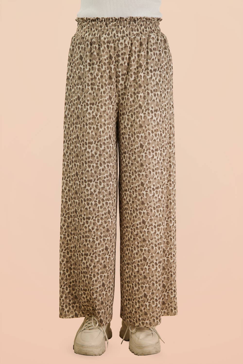 Wide Leg Leopard Pleated Comfy Pants