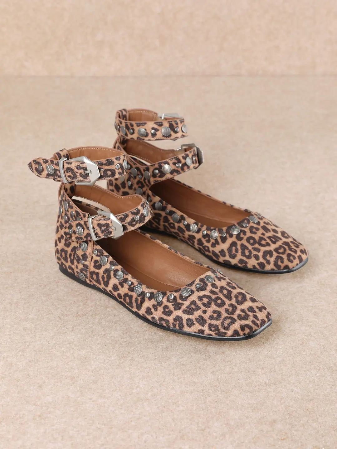 Velora - Studded Ankle Strap Flats