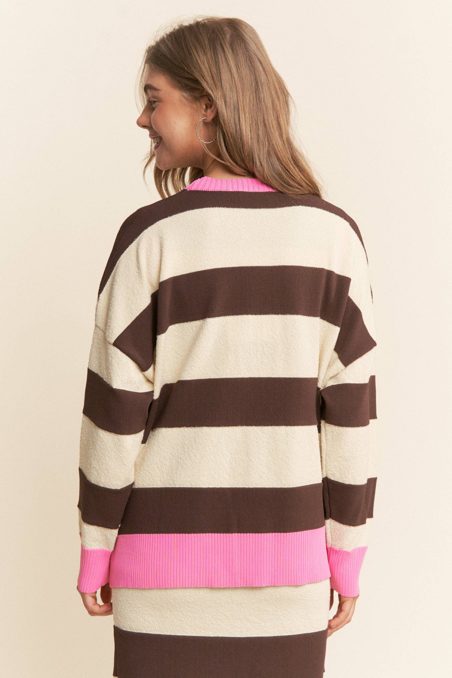 Striped Soft Knit Long Sleeve Sweater