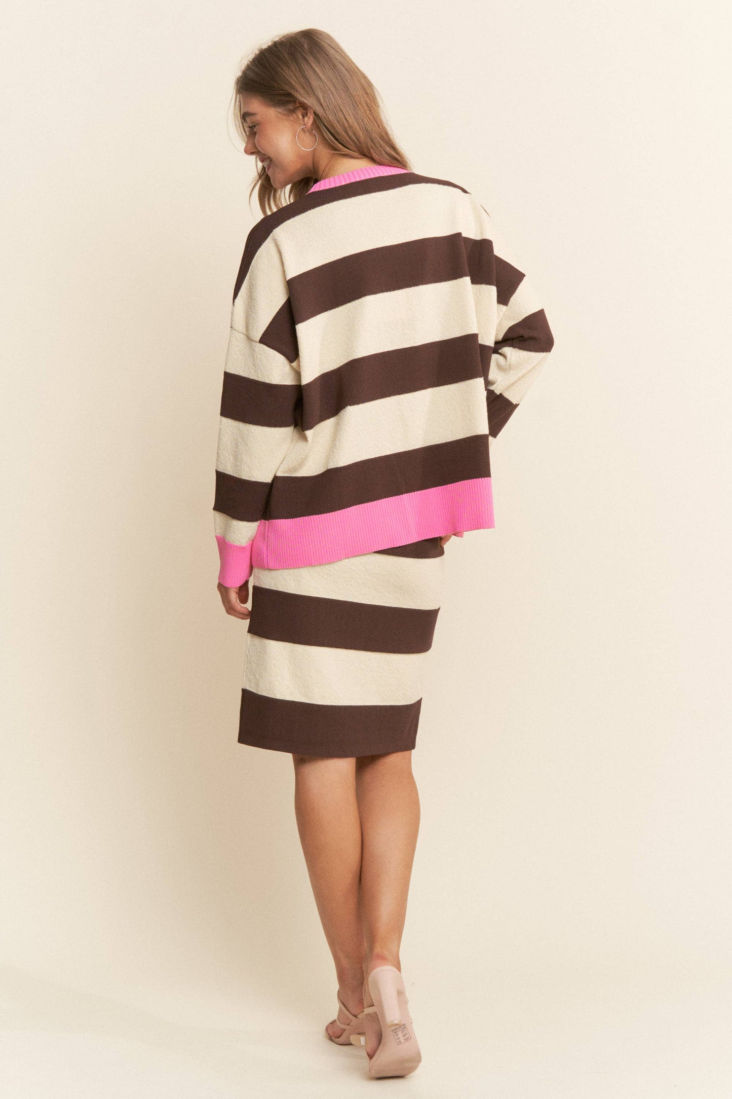 Striped Soft Knit Long Sleeve Sweater
