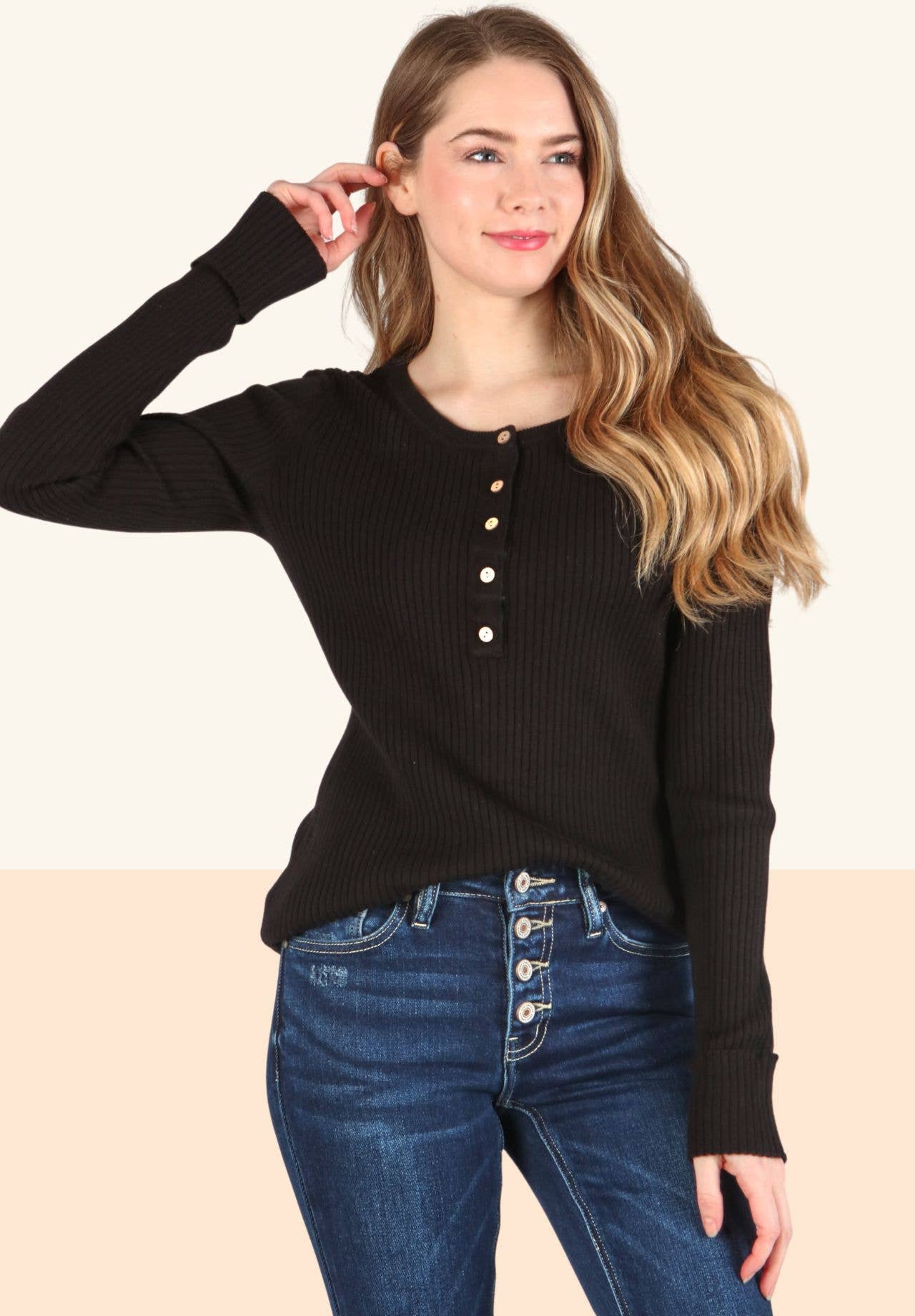 Knit Button Down Henley