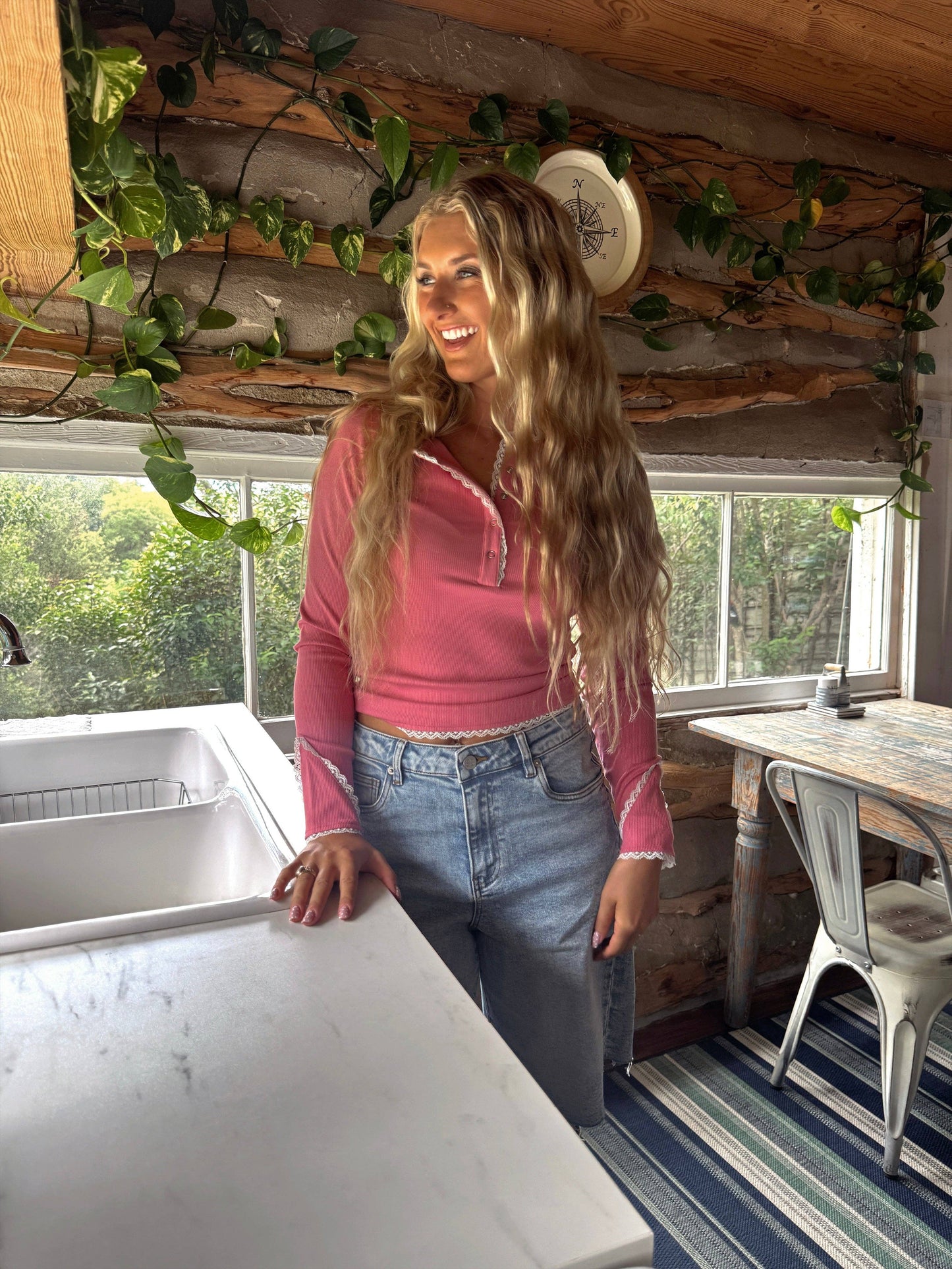 The Rosie Lace Henley Top