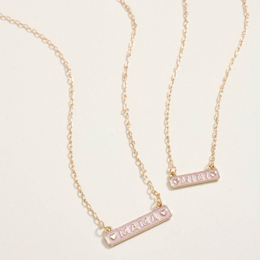 Mama & Mini Enamel Bar 2PC Set Chain Necklace