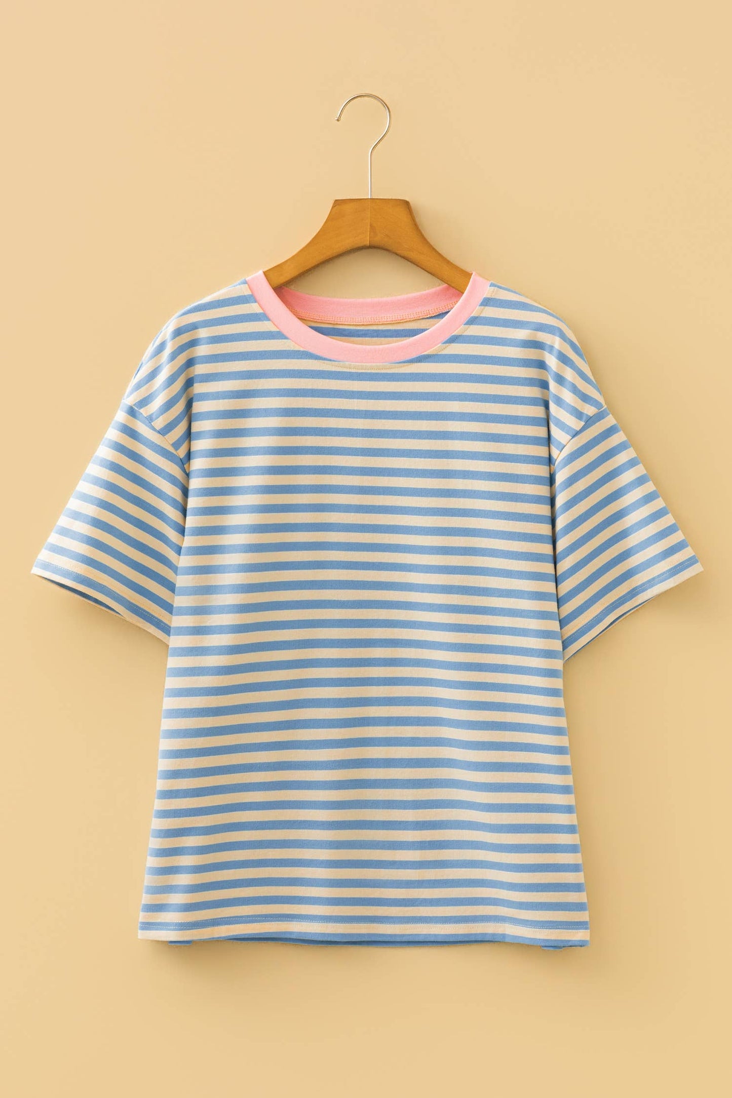 Stripe Contrast Crew Neck Tee