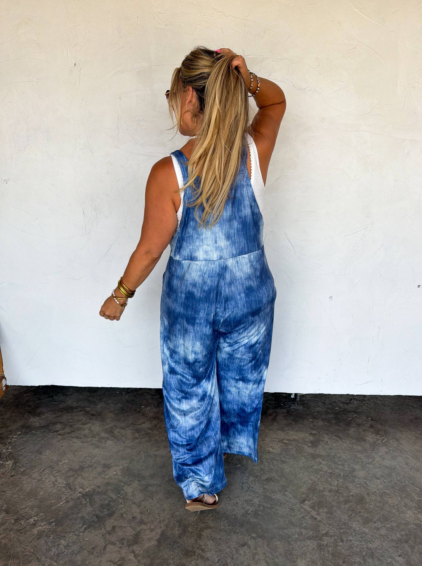 Karlie Boho Overalls-Mock Denim