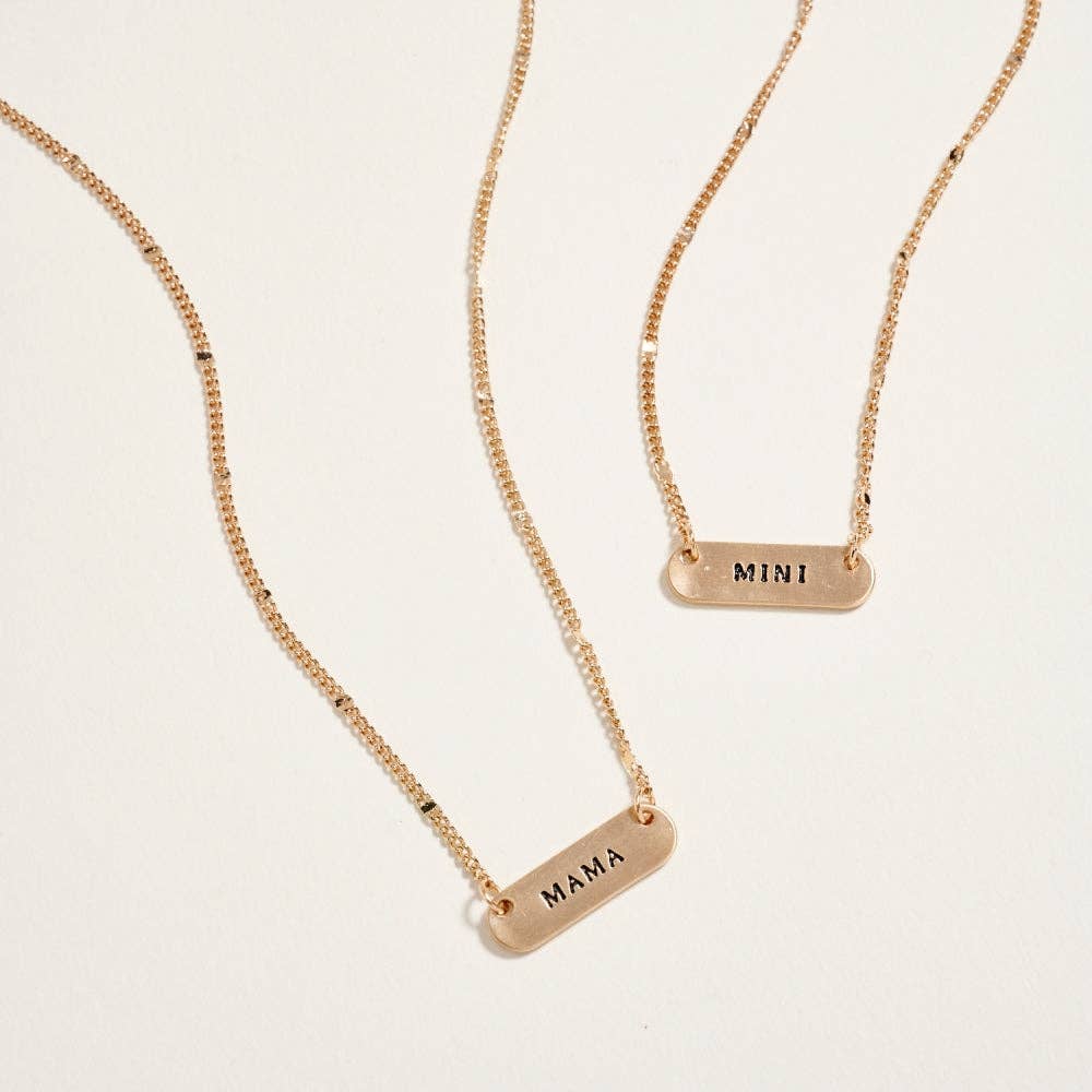 Mama & Mini Metal Bar Pendant Chain Necklace