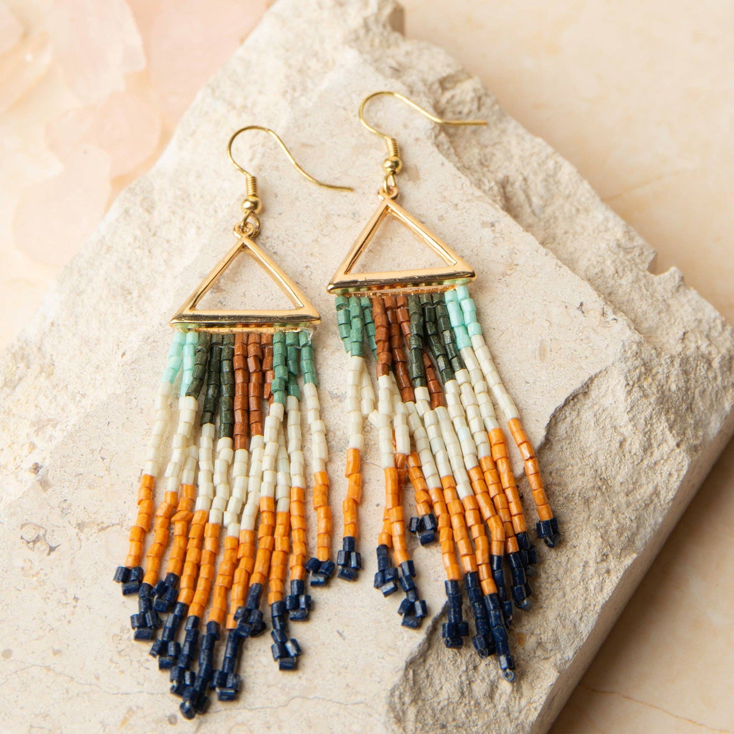 Beaded Earrings Irie Seed Bead Triangle Chandelier