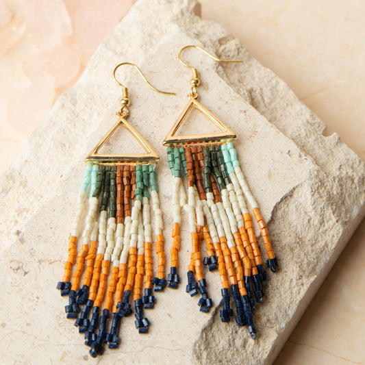 Beaded Earrings Irie Seed Bead Triangle Chandelier