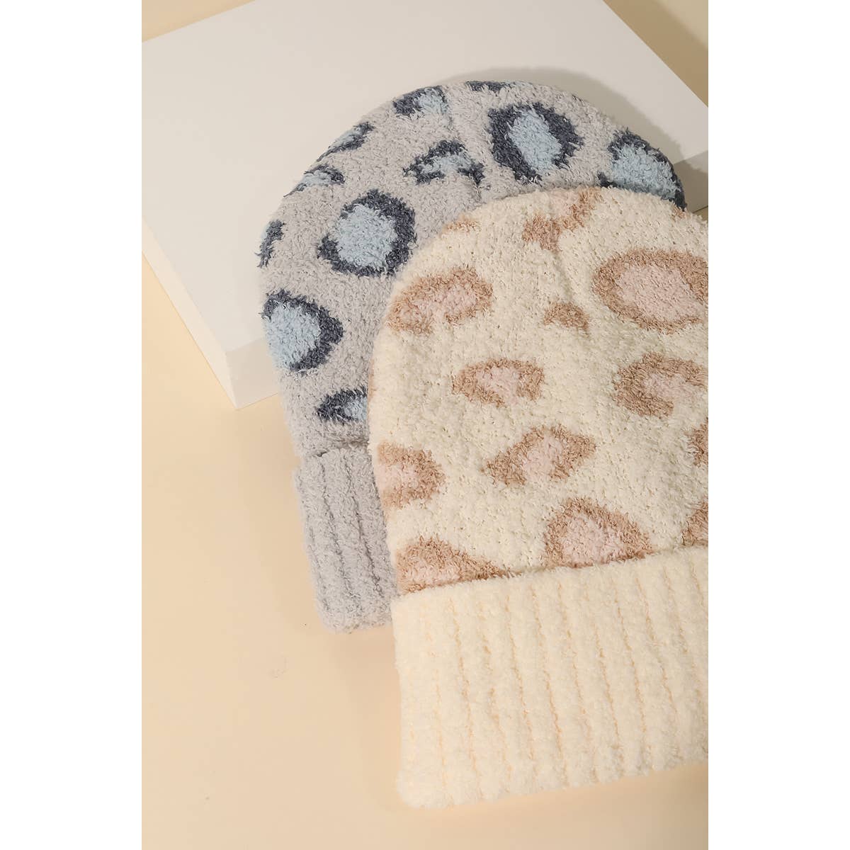 Fuzzy Leopard Print Beanie