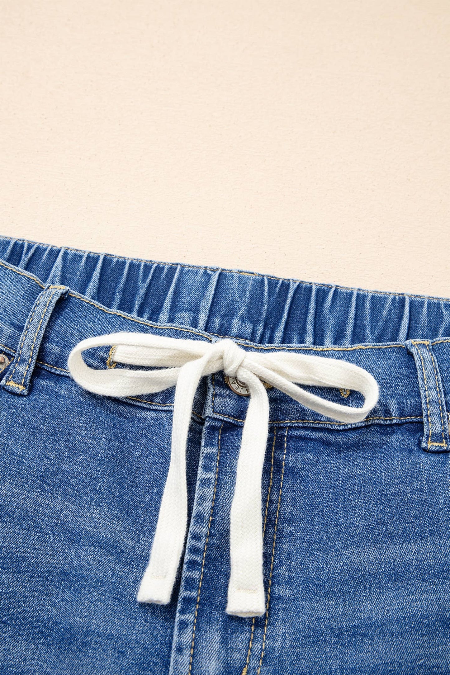 Acid Wash Contrast Pull On Jeans